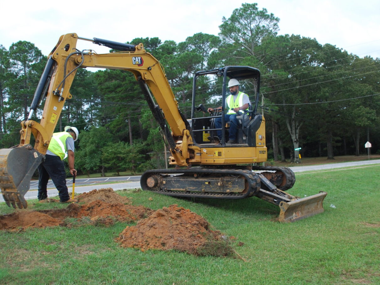 Southern Pipeline employee running a tractor at a job site