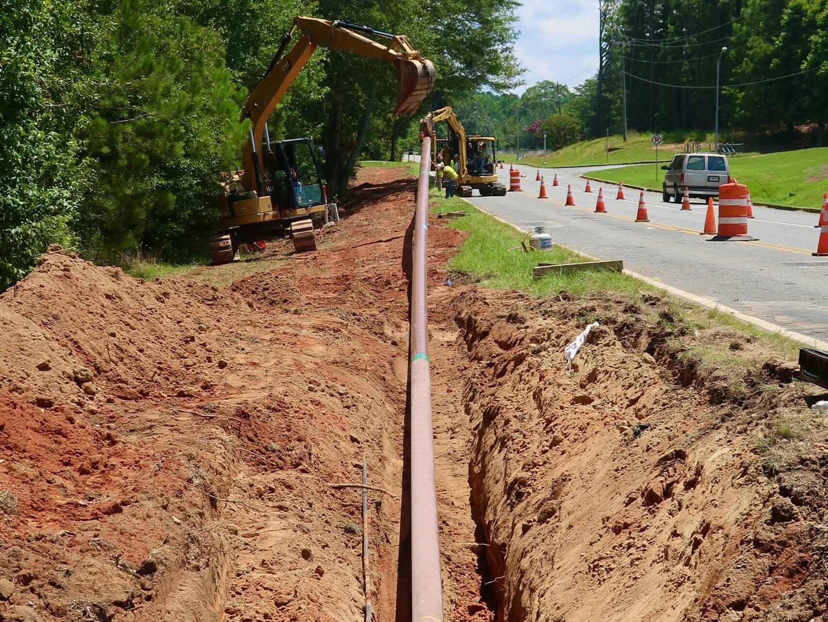 Distribution Pipeline about to be installed using a trenchless method